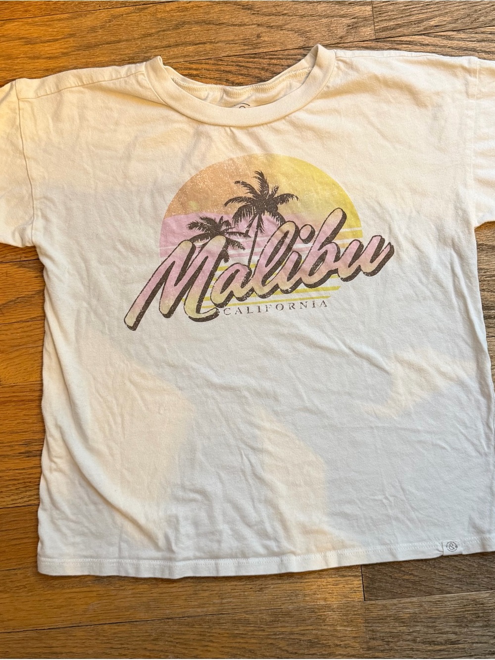 Treasure & Bond Malibu California Kids Graphic Tee - White with Sunset Print